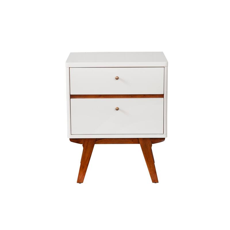 Dakota Two Drawer Nightstand - Sturdy Wooden Bedside Table with Spacious Storage Drawers