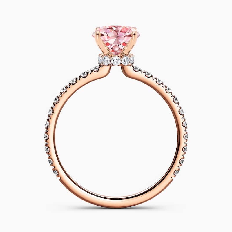 Auriya 14k Gold Oval Lab Grown Ribbon Halo Engagement Ring 0.50 to 2.50 ct. tw. (Pink, VS-SI)