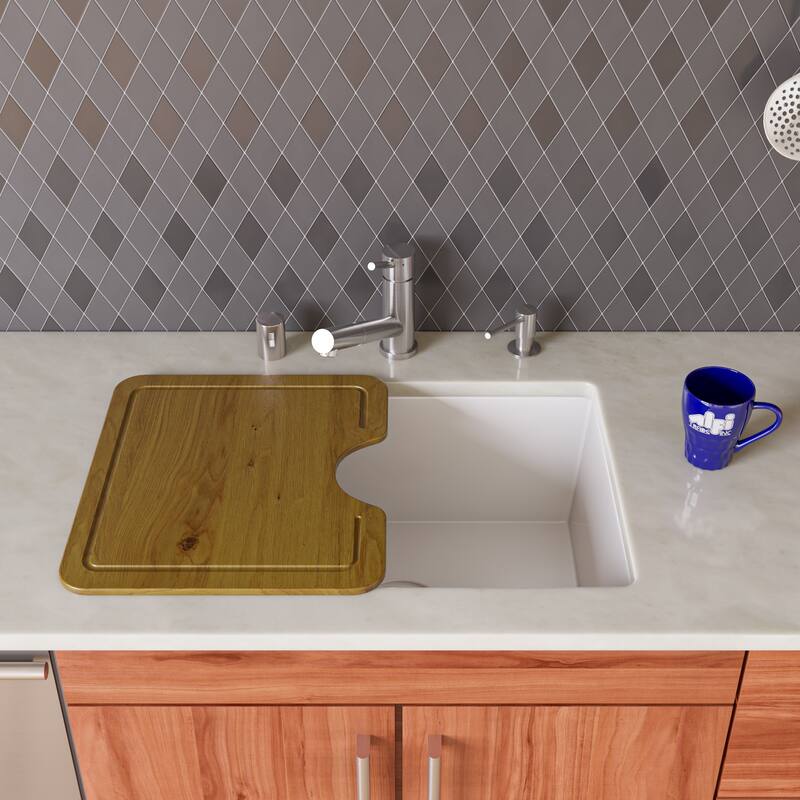 Alfi White Granite Composite 24-inch Undermount Single Bowl Kitchen Sink