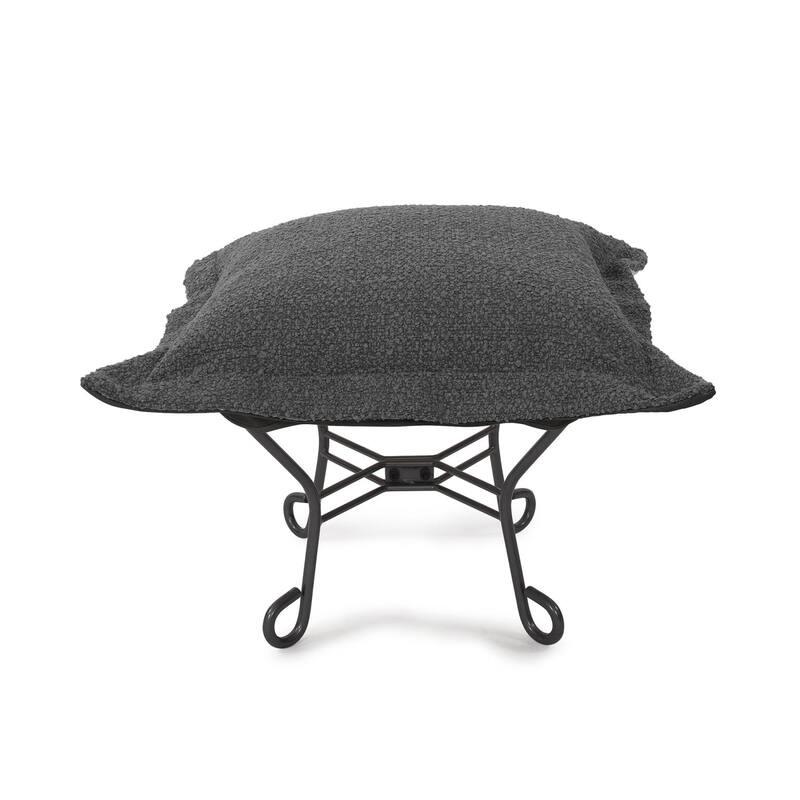 Allan Andrews Scroll Puff Ottoman with Titanium Frame & Cover, Barbet Collection