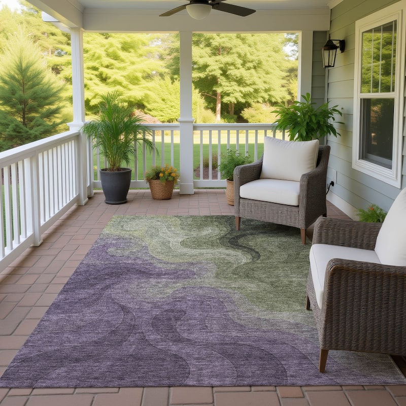 Machine Washable Indoor/ Outdoor Modern Dejuan Chantille Rug - Plum - 3' x 5'