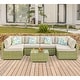 preview thumbnail 16 of 18, COSIEST 7-Piece Outdoor Sectional Wicker Sofa With Pillows, Coffee Table - N/A LightOliveWicker+BeigeCushion