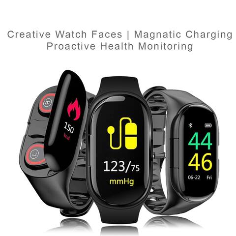 Indigi M1 Fitness Tracker Sport Bracelet Smart Watch Built-in Bluetooth Earbuds Heart Rate, Blood Pressure, Blood Oxygen Monitor