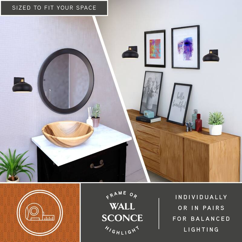 Bathroom Wall Sconce Light - Modern Dome Sconce - Black Brass Wall Lighting Fixture - 7