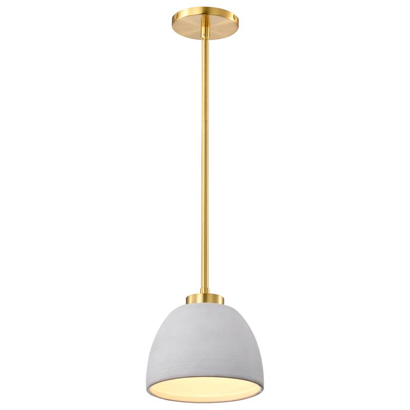 Collins 8 Inch Mini Pendant with White Ceramic - Brushed Brass