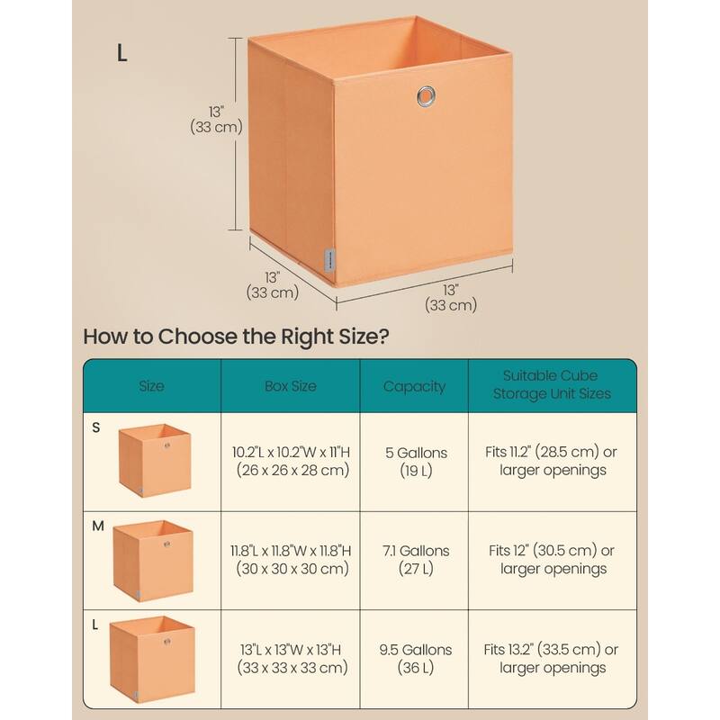 Set of 6 Colorful Foldable Fabric Cubes Storage Bins with Lids for Closet Bedroom or Living Room