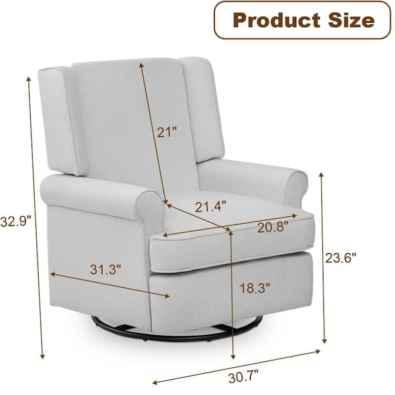 Swivel Rocking Chair for Living Room, Office, Garden - 1PC
