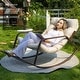 preview thumbnail 9 of 20, Oversized Outdoor Papasan Rocking Lounge Chair with Thick Cushion, Heavy-Duty Metal Patio Rocker Recliner, 450 lbs Capacity
