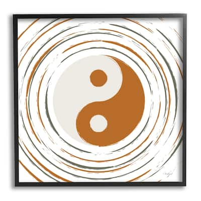 Stupell Yin Yang Taijitu Symbol Spiritual Circular Stripes Framed Wall Art, Design by Martina Pavlova