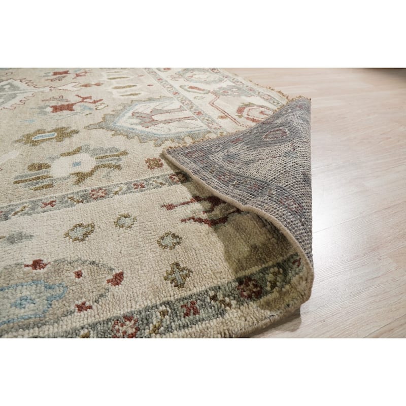 Hand-Knotted Wool Oushak Rug, 8' x 10', Ivory Area Rug, Elegant Soft Texture for Home Interiors - L