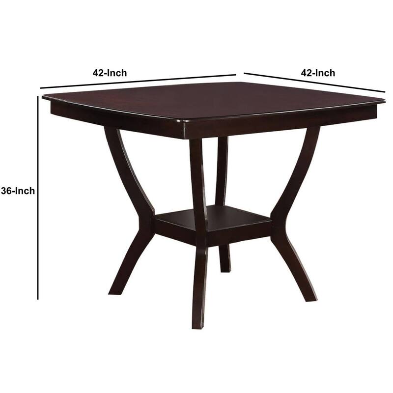 Counter Height Dining Table 42x42 Inch - Square Bar Table with Shelf for Kitchen or Dining - 42