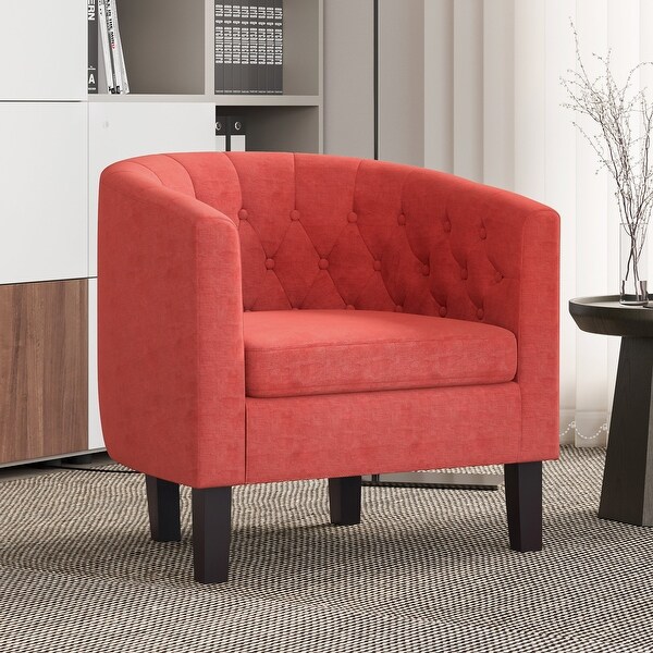 BELLEZE Upholstered Tufted Linen Club Chair Arm Chair, 11 Colors