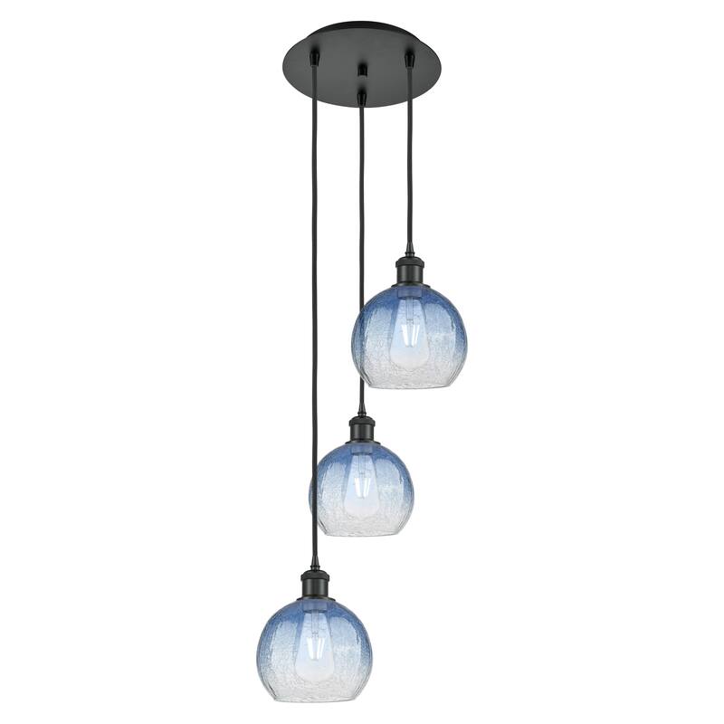 Innovations Lighting Endless Possibilities Ballston - Brookhaven Globe - 3 Light 14" Cord Hung Multi Pendant - Matte Black/Sapphire Blue