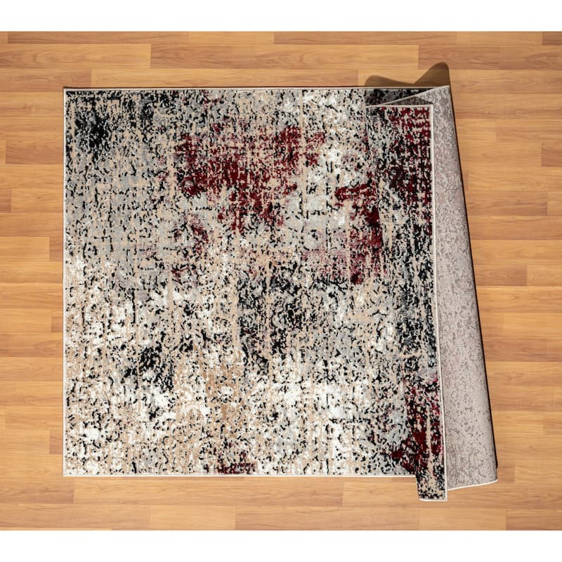 Kimberly Collection Black/Red Abstract Area Rug