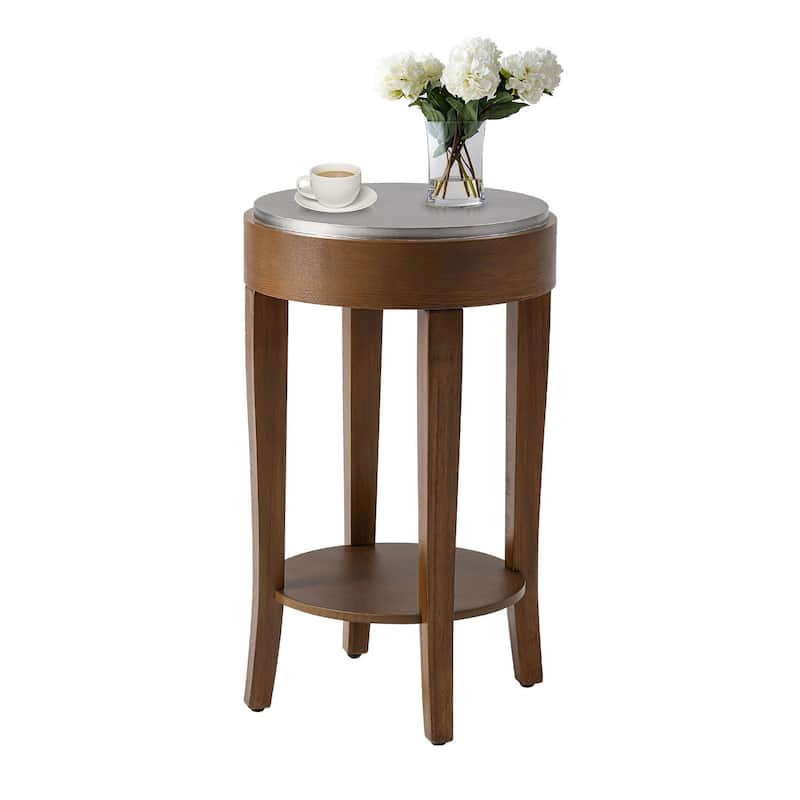COSIEST 2-Tier Round Accent End Table with Shelf - 1PC