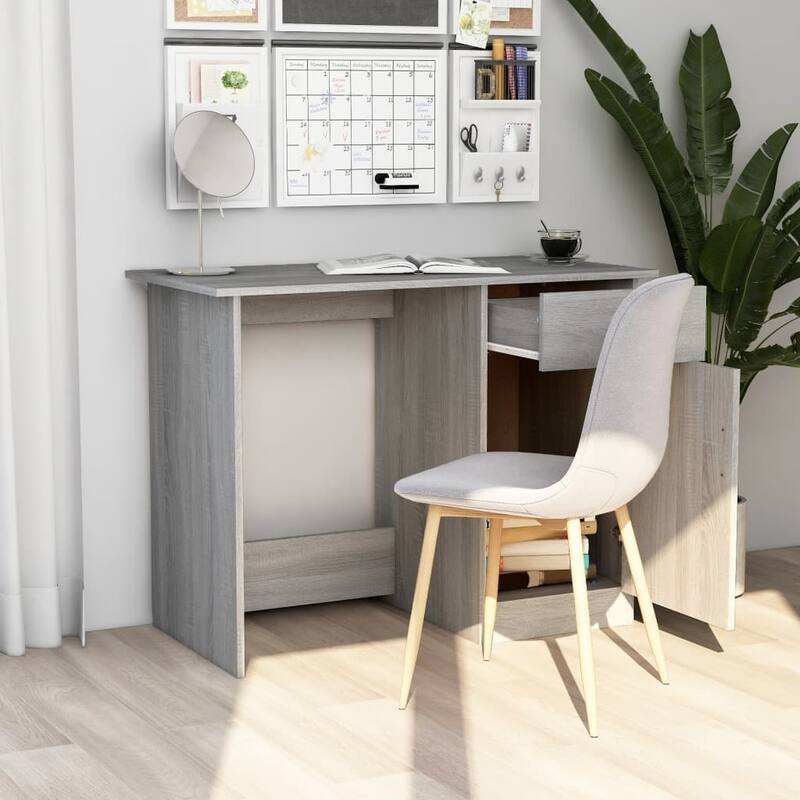 vidaXL Desk Grey Sonoma Engineered Wood Standard desk size Desk