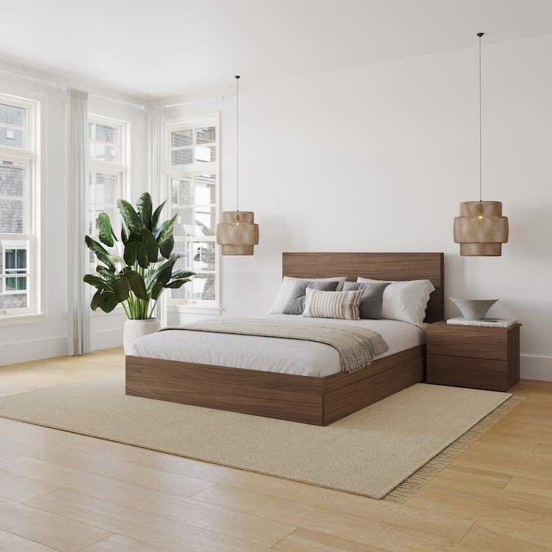 Milo 3-Piece Reversible Storage Bedroom Set - Walnut - Queen