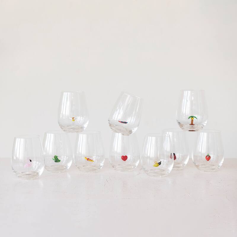 Stemless Wine Glass Set - 3.5"L x 3.5"W x 4.8"H