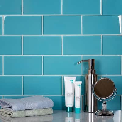 Apollo tile 3" x 6" Colorway Glossy Sky Blue Glass Tile (5 sq ft/case) - 40 Pack