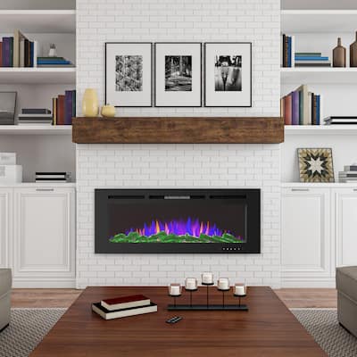 Hastings Home 60-Inch Electric Fireplace with 3-Color LED Flames