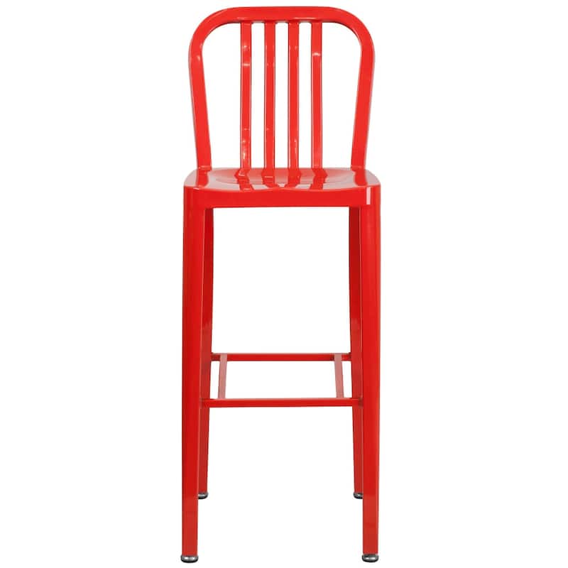 30'' High Metal Indoor-Outdoor Barstool with Vertical Slat Back