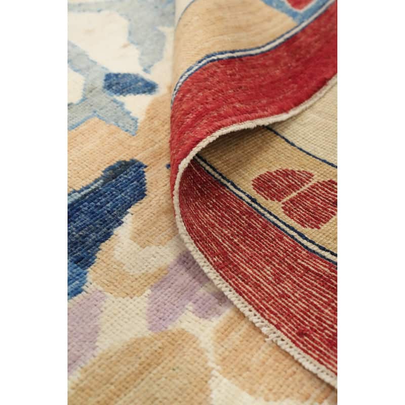 Hand Knotted Oriental 100% Wool Carpet Transitional Floral Beige & Ivories Oushak Area Rug - 9' 10'' X 8' 7''
