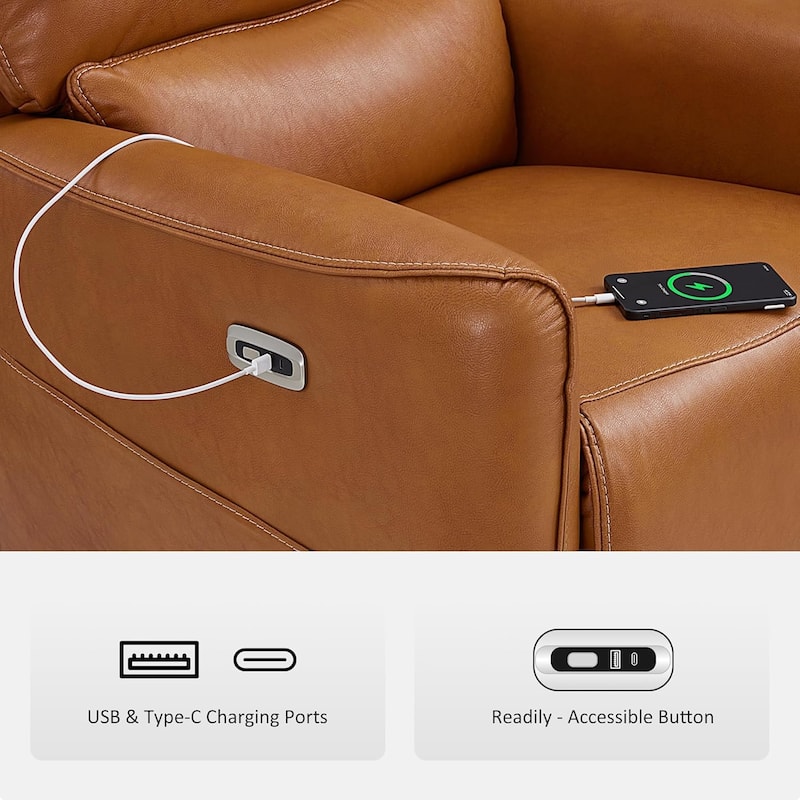 MCombo Power Swivel Rocker Recliner with Lumbar Support, Faux Leather Electric Nursery Glider Recliner Chair