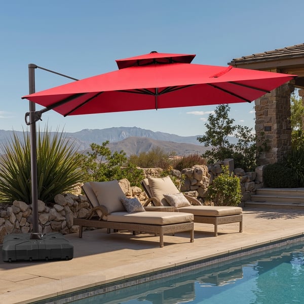 10 foot offset patio umbrella with rotation 10 ft Cantilever Umbrella With Solar Powered LED 360 degrees Rotation –  Maypex