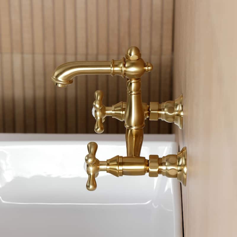 Kingston Brass English Country Two-Handle 2-Hole Wall Mount Bathroom Faucet