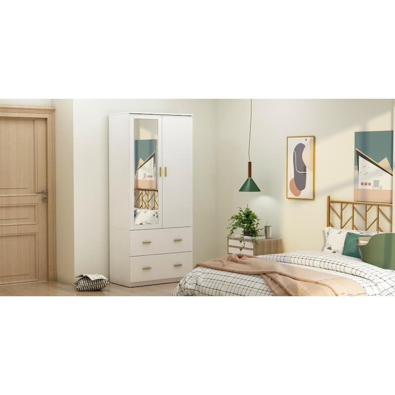 Freestanding Modern Minimalist Bedroom Wooden Armoire Wardrobe