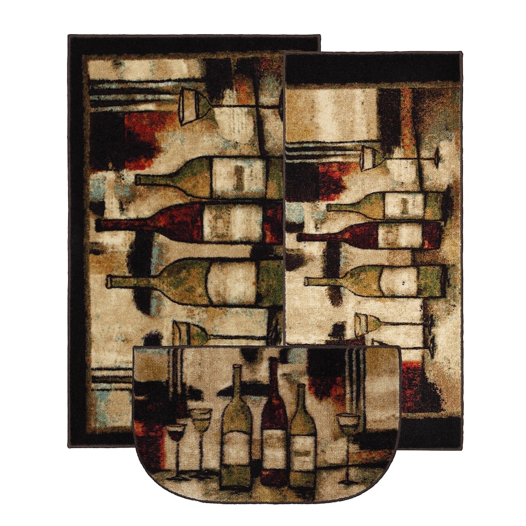 Mohawk Home New Wave Wine and Glasses Kitchen Mat