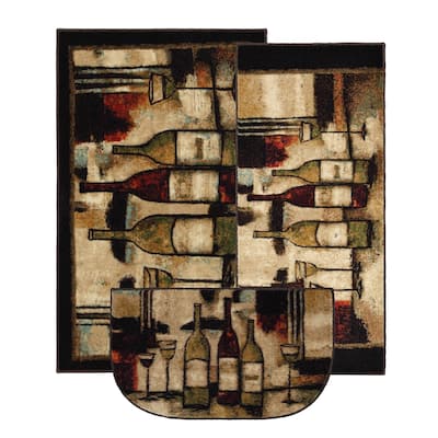 Mohawk Home New Wave Wine and Glasses Kitchen Mat Accent Rugs