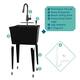 TEHILA Utility Sink Laundry Tub with Black High Arc Faucet and Soap Dispenser