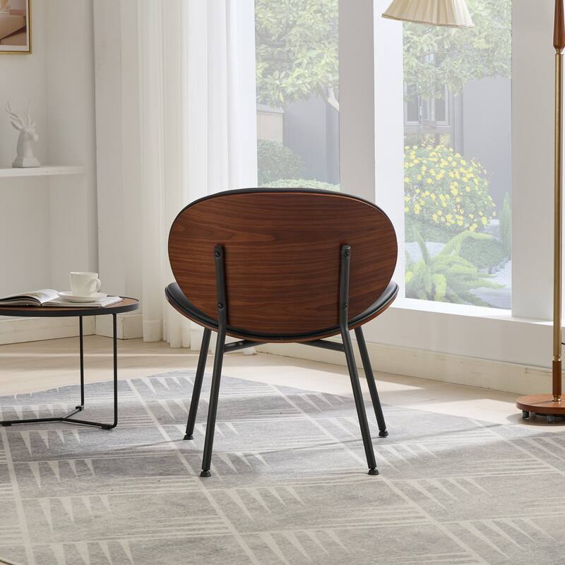 GDF Studio - Shells Mid-Century Modern Fabric Lounge Chair with Walnut Wood Base and Comfortable Curved Backrest