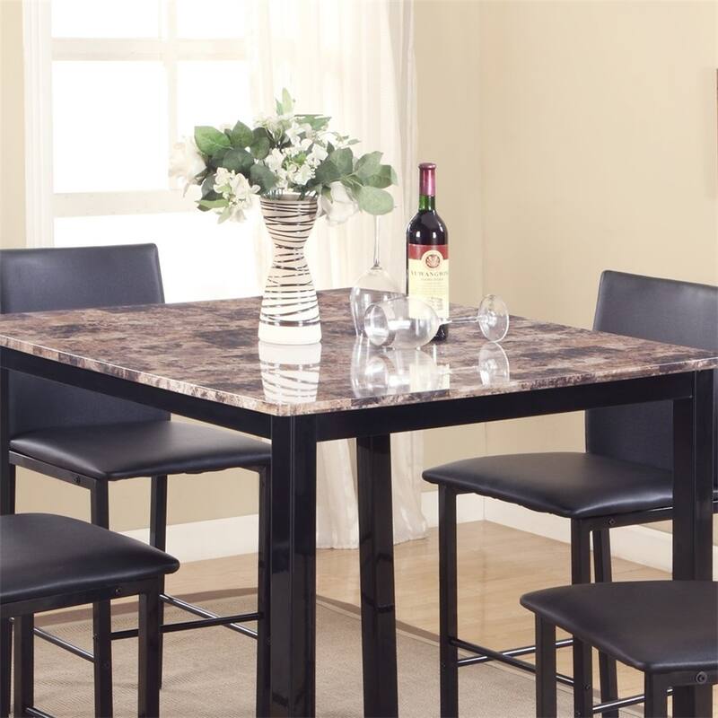 Metal Counter Height Dining Table with Laminated Faux Marble Top