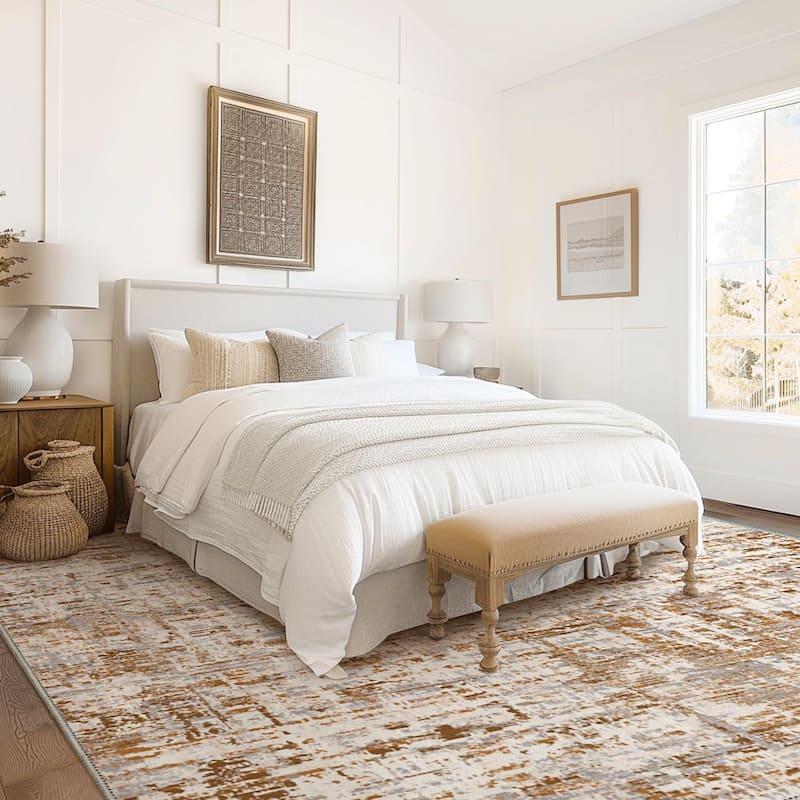 Mcow Modern Collection Low-Pile Machine-Washable Non-Slip Area Rug