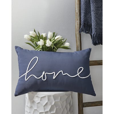 Ashley Furniture Velvetley Navy/White Indoor/Outdoor Pillow