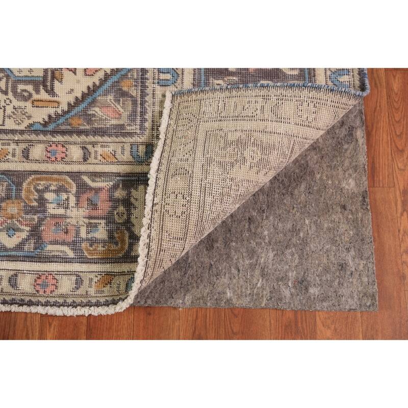 Geometric Tabriz Persian Rug Handmade Beige Oriental Wool Carpet - 8'4"x 11'0"