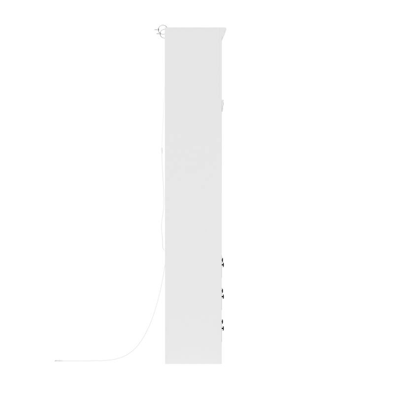 Modular White Bookcase with LED Lights & Glass Doors, 86.6" Tall Arched Display Cabinet Solid WoodStorage Cabinet