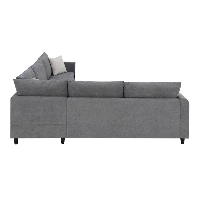 L Shape Furniture Living Room Sectional Couch with 3 Pillows聽