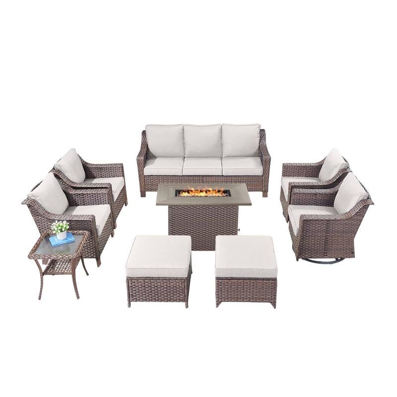 Outdoor Fire Table with Patio Funiture Set
