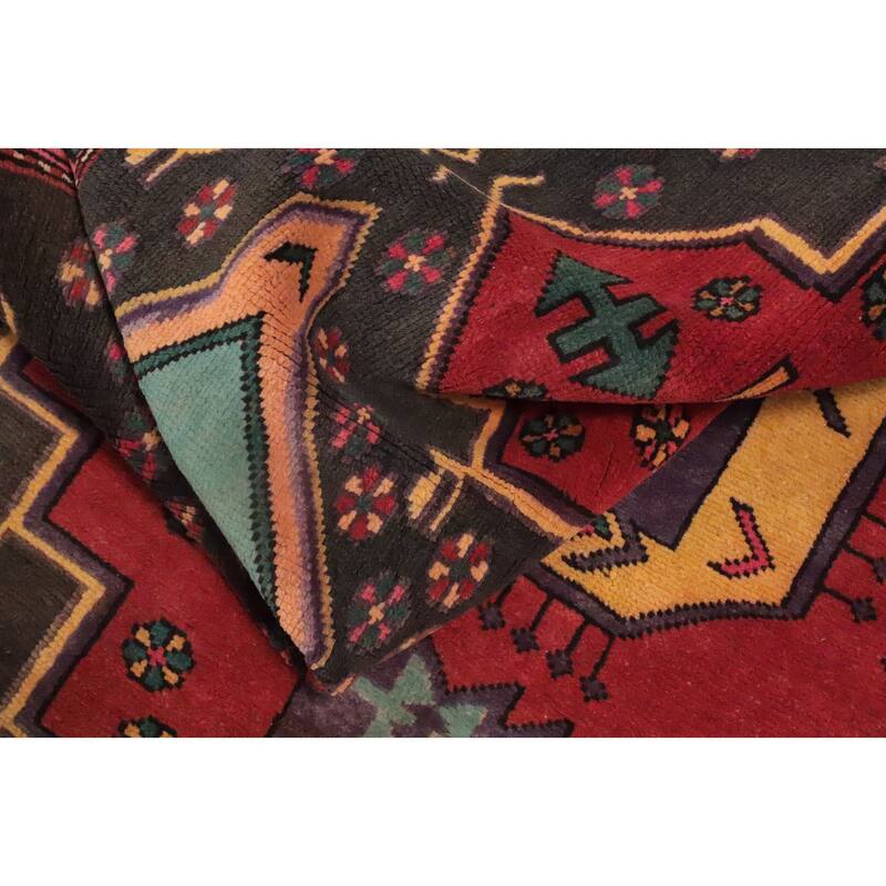 Hand Knotted Oriental 100% Wool Carpet Traditional Geometric Red Ardebil Runner Rug - 9' 3'' X 4' 1''