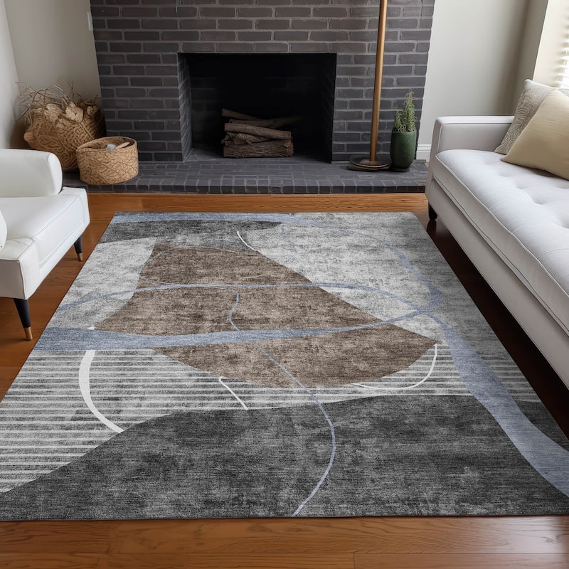 Premium Washable Super Soft Modern Carson Mayfield Rug - Chocolate - 3' x 5' - Rectangle