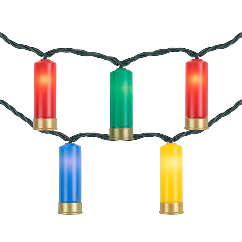 10ct MultiColor Shotgun Shell Novelty Christmas Light Set Clear Lights