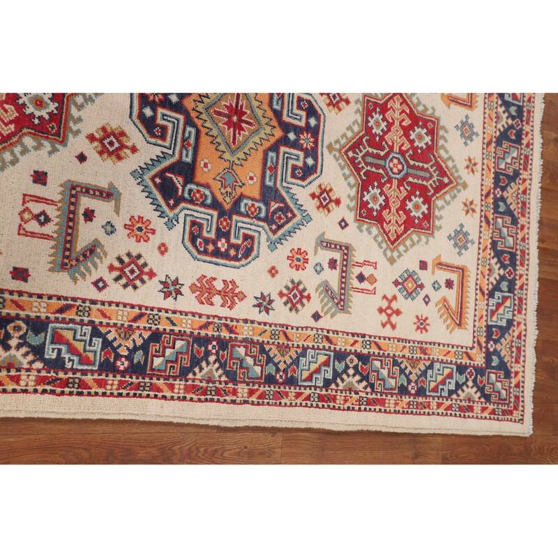 Kazak Area Rug Hand-Knotted Oriental Wool Carpet - 3'11" x 6'0"