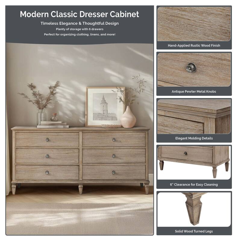 Madison Park Signature Victoria 6-drawer wood dresser (70")