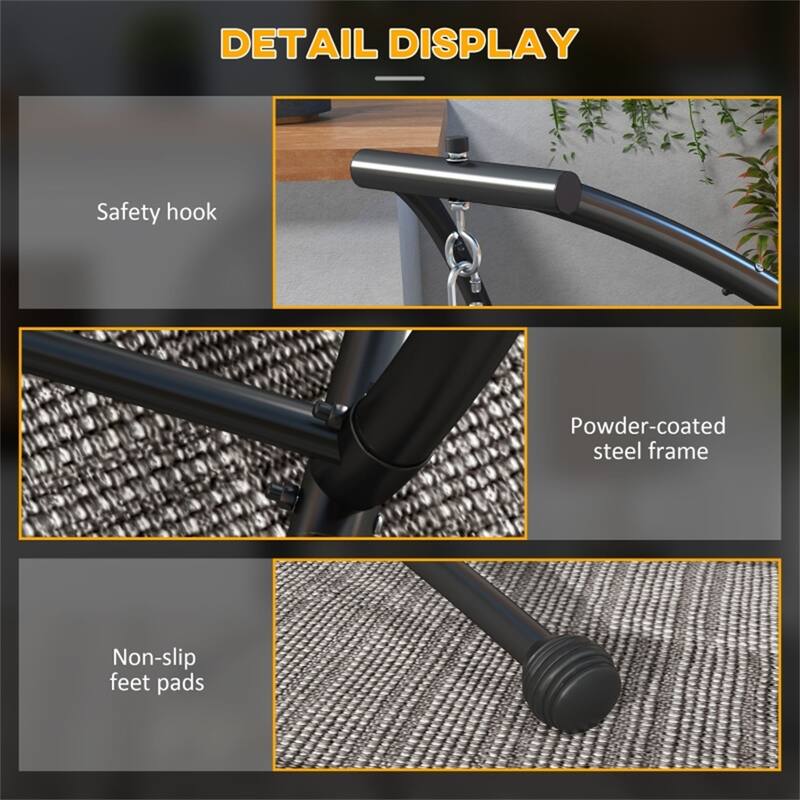 Heavy Duty Steel Hammock Chair Stand for Indoor and Outdoor Use with Powder Coated Finish - 39.25" L x 39.25" W x 59" H