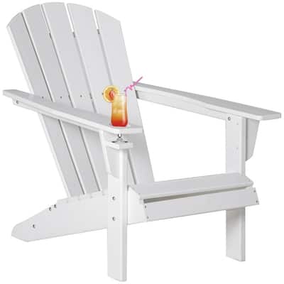 Reclining Adirondack Chair with Wide Armrests and Slatted Design for Outdoor Spaces - 29.5" W x 34.25" D x 35.5" H