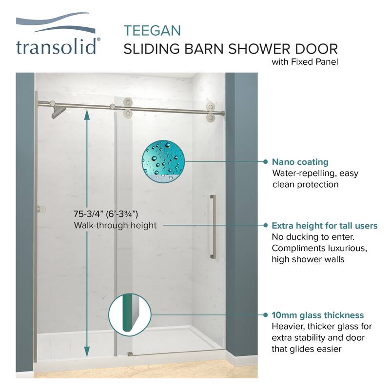 Transolid TPBT608010L-T 80" High x 59" Wide Bypass Frameless Shower