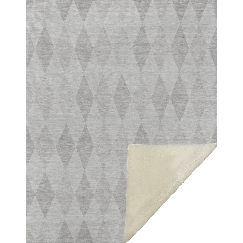 Premium Machine Washable Modern Argyle Sherpa Throw Blanket
